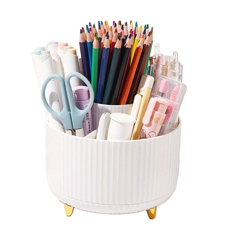 Rotatable Desktop Pen Holder, Slot Rotating Pen Makeup Organizer