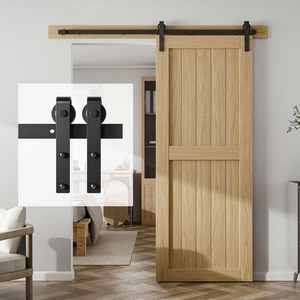 WEKIS High-quality Durable M00002 6FT J Shape Hanger Sliding Barn Door Hardware <b>Kit</b> for Interior Single Sliding Door System - Product Image 3