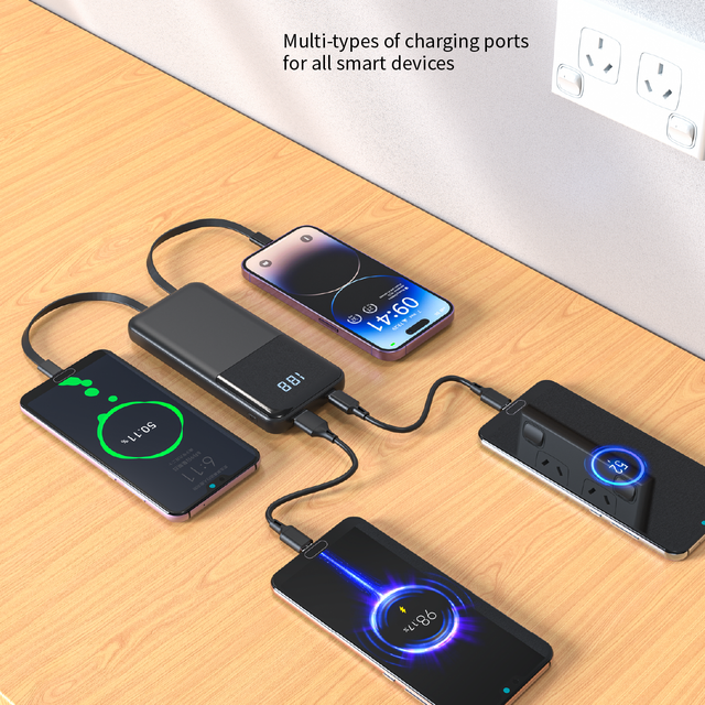 10000mAh  Portable Charger Built-in Type-C  PD20W  USB 22.5W High Speed Power Bank With Digital Screen for Camping Travel
