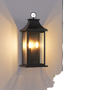 Black Garden Outdoor Wall <b>Light</b> for Wet Locations Industrial 4-<b>Light</b> <b>Sconce</b> Iron Frame Clear Glass Shades Waterproof 120V 40W - Product Image 1