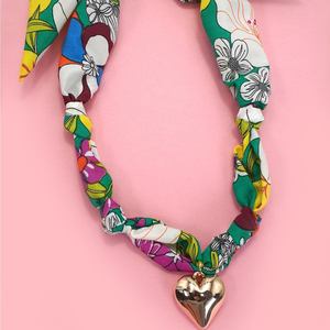 Collier pendentif écharpe en soie à la mode bijoux pour femmes plaqué or coeur nœud papillon collier à breloques collier en soie léopard coloré - Product Image 5