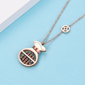 tily venta al por mayor de joyería chapado en oro rosa moneda de cobre fortuna Abacus colgante collar de cadena para las mujeres - Product Image 3