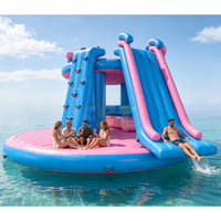 Plateforme flottante gonflable personnalisée avec canapé et toboggan, quai aquatique, divertissement aquatique commercial en plein air