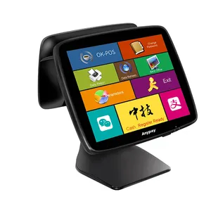 15" Windows Pos System Touch Dual Screen POS Machine Restaurant Retail Store Cash Register With 2GB/4GB/8GB Point of Sale