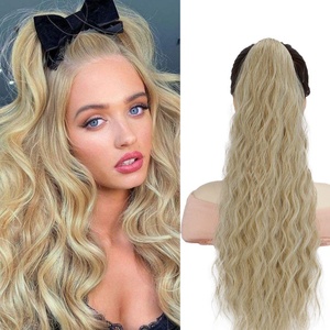 Extension de cheveux synthétiques longs bouclés effet vague d'eau, perruque queue de cheval moelleuse à cordon de serrage pour <span class=keywords><strong>femme</strong></span>, pour un look quotidien - Product Image 4