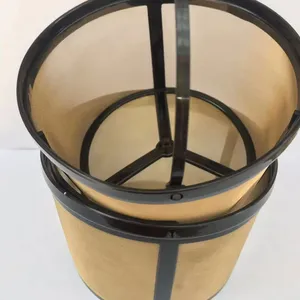 Jaring emas keranjang penyaring kopi 4 cangkir yang dapat digunakan kembali untuk mesin bir, menggantikan Filter kopi kertas Anda dalam stok
