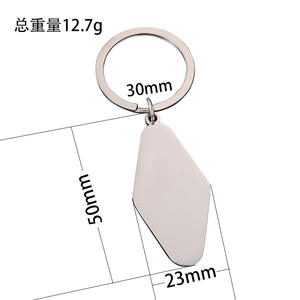 Porte-clés losange en acier inoxydable - Forme diamant, impression laser UV vierge - Anneau porte-clés géométrique en métal pour cadeau de vacances personnalisé - Product Image 2