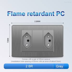 Interruptor de pared moderno gris cepillado, enchufe de pared, interruptor de TV y toma de corriente para computadora, utilizado para el hogar, la oficina y hoteles. - Product Image 4