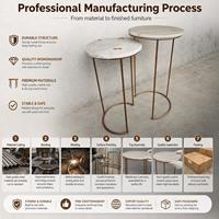 Ensemble de tables d'appoint modernes, plateau en marbre, table basse, structure en métal, table d'appoint ronde, meubles de salon, OEM ODM