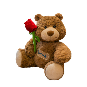 <span class=keywords><strong>Orsacchiotto</strong></span> di Peluche Marrone con Cappello e Rosa, Personalizzabile per Regali di <span class=keywords><strong>Compleanno</strong></span>, Giocattolo in Peluche per Bambini - Product Image 3