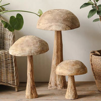 Décoration en bois en forme de champignon, style rétro, en bois massif, pour patio, jardin, terrasse