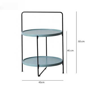 Round Portable Dual <b>Storage</b> <b>Side</b> <b>Table</b> Modern Luxury Metal of Type <b>Table</b> Usage Office Home Room Restaurant Round Made in India - Product Image 6