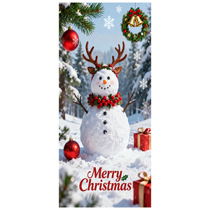Housse de porte de Noël en gros avec imprimé Père Noël, scène de rennes et de <span class=keywords><strong>neige</strong></span>, <span class=keywords><strong>tapisserie</strong></span> de fond de Noël pour la décoration de la maison et des fêtes du Nouvel An - Product Image 5