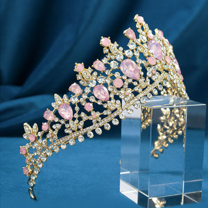 Peigne à cheveux de mariée en céramique fait main avec fleurs, feuilles d'or, guirlande de cheveux de <span class=keywords><strong>mariage</strong></span>, serre-tête floral flexible en perles, couronne de bal pour mariées, diadème - Product Image 4
