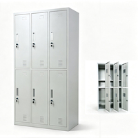 Casier métallique moderne à 6 portes ventilées avec miroir et étagère pour le rangement des vêtements au bureau, en dortoir, en salle de sport ou pour le personnel