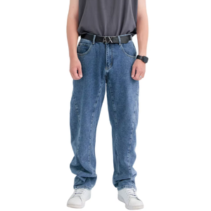 Jeans en denim populaires personnalisés en gros Pantalons décontractés à jambes larges pour hommes - Product Image 1