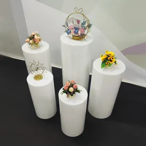 Custom Column Party White Cylinder Acrylic Plinth Wedding Display Stand Acrylic Round Plinth