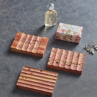 Boîte à Savon Moderne en Marbre Naturel Travertin pour Hôtel, Porte-Savon Créatif Étanche pour Salle de Bain, Support de Rangement avec Drainage