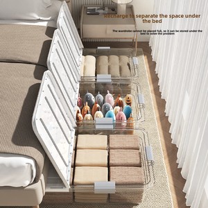 Folding Square Clothes Organizer Wheels Injection PP Plastic <strong>Storage</strong> <strong>Box</strong> Sofa <strong>Bed</strong> Aluminum Metal Type Modern Sustainable - Product Image 2