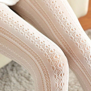 ファッションロリータセクシー中空レースジャカードパンティーストッキングタイツフィッシュネット中空ニットタイツロリータストリップストッキングタイツ - Product Image 2