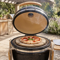 Barbecue au charbon de bois en céramique Kamado de 24 pouces avec pierre à pizza, four à fumoir extérieur robuste pour le camping en plein air