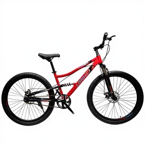 Vélo de montagne à frein à disque 24/26 pouces en acier à haute teneur en carbone, 1 vitesse, double suspension, pour hommes, femmes et enfants – Meilleures ventes à prix réduit - Product Image 2
