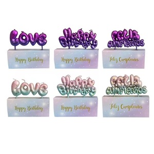 เทียนวันเกิดรูปนางเงือกสีทองแบบมีตัวอักษรวัสดุดีไซน์ท้องฟ้าเต็มไปด้วยดวงดาวทำจากพาราฟินความรักสุขสันต์วันเกิด - Product Image 1