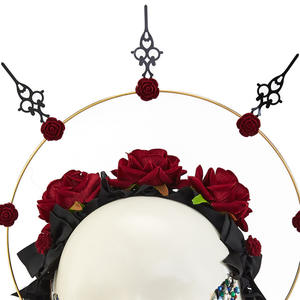 <span class=keywords><strong>Comprar</strong></span> HLC ODM OEM Diadema con púas estilo Steampunk para fiesta, Corona de Halo Lolita Virgen, Adorno gótico para el cabello con flor de rosa para juego de rol - Product Image 2