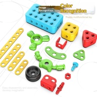 Jouet de bricolage pour enfants : perceuse électrique, boîte à outils, blocs de construction éducatifs pour garçons, jeu d'assemblage d'écrous en plastique, 4-6 ans, boîte colorée