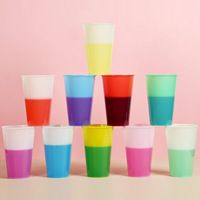 Gelas Plastik Pengubah Warna 12oz 360 ml, Gelas Minum Custom Logo, Gelas Stadion, Souvenir Pesta Pernikahan