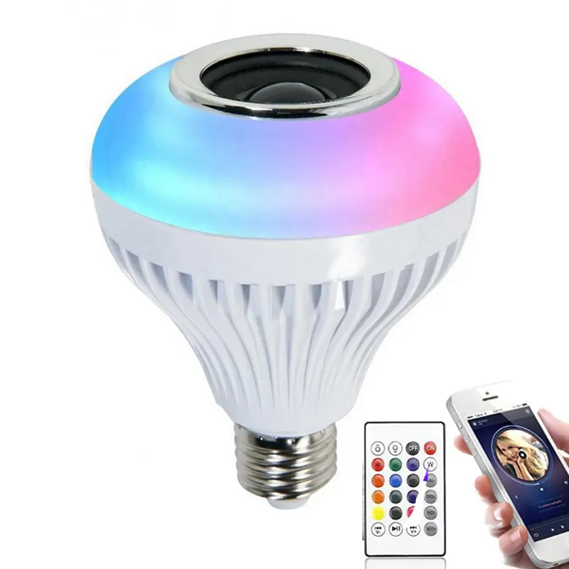 110V 220V Smart Control Lamp RGB Remote Playing Speaker Music LED Bulb 12W Colorful Changing Light With IR Remote Control