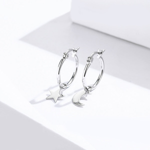 Pendientes colgantes asimétricos de Plata de Ley 925 para mujer, joyería fina de moda para bodas, fiestas, regalos, <span class=keywords><strong>Bamoer</strong></span> SCE681 - Product Image 2
