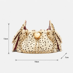 OEM/ODM Custom Factory Design Luxury Plush Chain Women's <strong>Bag</strong> Polka Dot Shoulder <strong>Bag</strong> New Style <strong>Fluffy</strong> Drawstring Crossbody <strong>Bag</strong> - Product Image 2