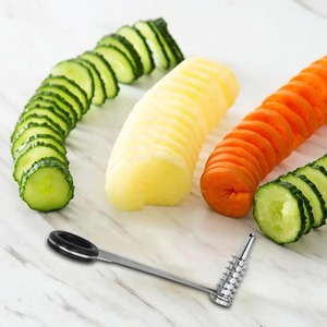 Lame de coupe en spirale pour concombre, carotte, pomme de terre, couteau à légumes en spirale, outil de cuisine, boucleur en acier inoxydable, accessoire de cuisine portatif - Product Image 5