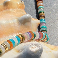 Collier Ras-du-Cou Y2K Bohème Perlé en Pierres Fines et Perles Plaqué Or Véritable, Idéal Bijou de Plage et Surfeur