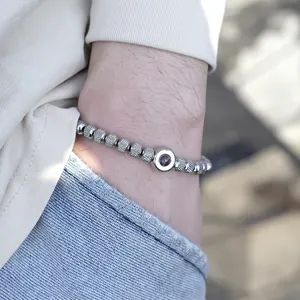 Pulsera Personalizada con Foto para Hombre y Mujer, Pulsera Personalizada con Cuentas de Piedra Natural para Parejas, Pulseras de Proyección