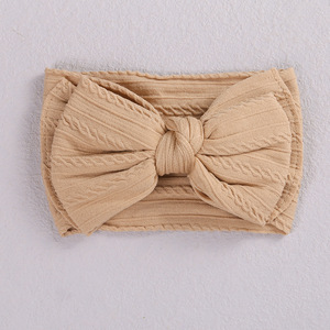 New Style Children's Hair Accessories European and American Jacquard Nylon Hair Band Double Layer Bow Knot <strong>Baby</strong> <strong>Headband</strong> - Product Image 6