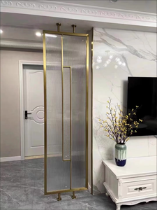 Séparateur de pièce en verre et métal au design Art Déco moderne, panneau flexible pour la maison, écran de séparation en métal décoratif - Product Image 5
