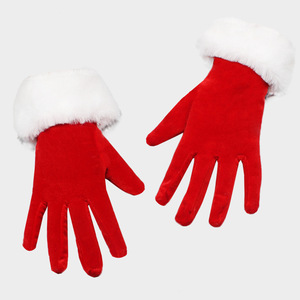 <span class=keywords><strong>Guanti</strong></span> da Babbo Natale in Velluto Rosso con Polsini Pelosi Bianchi per <span class=keywords><strong>Bambina</strong></span>, Accessori per Abbigliamento Natalizio - Product Image 4