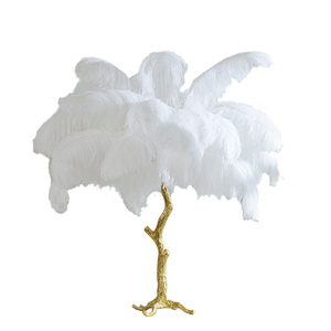 Lámpara <span class=keywords><strong>de</strong></span> Mesa Decorativa con Palmera, <span class=keywords><strong>Plumas</strong></span> <span class=keywords><strong>de</strong></span> Avestruz y Latón, la Más Popular <span class=keywords><strong>de</strong></span> Fábrica en Dorado, Rosa, Blanco, Morado, LED 10 50 DC - Product Image 4