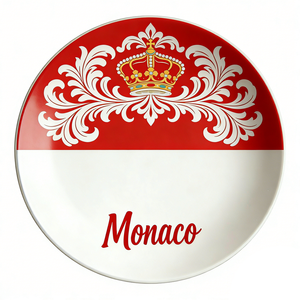 Assiette personnalisée sur le thème du Luxembourg, du Monac, de la Roumanie, de la Bulgarie et de la Serbie, vente en gros, forme ronde, en céramique, assiette tendance - Product Image 6