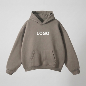 Vente en gros Sweat à capuche homme en molleton épais polyester-coton 350 g/m², sans cordon, coupe oversize, vierge, personnalisable avec logo brodé - Product Image 1