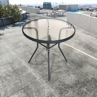 Table basse ronde en verre trempé de haute qualité pour les loisirs en plein air