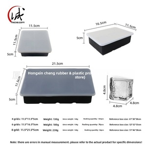 Bandeja de Hielo Cuadrada Grande de Silicona de Grado Alimenticio para el Hogar, Antiderrames, Fácil de Desmoldar, con Cuatro/Seis/Ocho Rejillas, Venta Caliente 2024 - Product Image 3