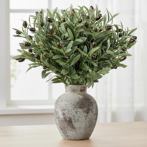 Bouquet de plantes artificielles pour décoration intérieure, feuilles et fruits d'olivier, imitation fleur de Noël - Product Image 2
