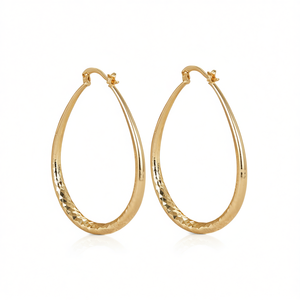 Boucles d'oreilles créoles dorées E4491 en alliage de zinc, style classique, bijoux de mode unisexe - Product Image 1