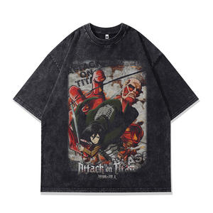 T-shirt à manches courtes imprimé directement avec motif d'anime japonais pour hommes et femmes, style streetwear vintage, délavé et vieilli - Product Image 6