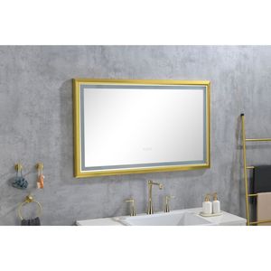 DB 42 pulgadas. W X 24 pulgadas. H Gold Framed LED Mirror Espejo de tocador de baño de montaje en pared regulable antivaho rectangular de gran tamaño - Product Image 5