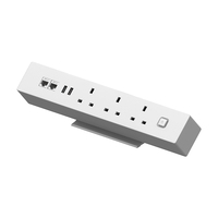 Multiprise JOYE 10A avec protection contre les surtensions, ports USB-A, pince de fixation amovible pour bord de bureau, câble de 1,8 m, prise UK