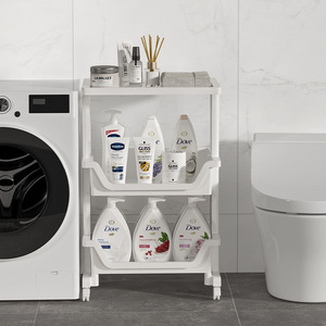 Étagère de rangement mobile multi-niveaux en plastique, du sol au plafond, pour salle de bain, support pour clés et outils, pour usage en salle de bain - Product Image 1